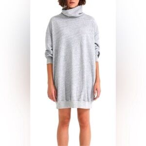 AG Adriano Goldschmeid Dahlia Funnelneck Sweatshirt Dress L Heathered Gray NEW